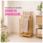 Toallero Organizador de Pie en Bambú con 3 Niveles y 1 Estante - Imagen 8