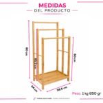 Toallero Organizador de Pie en Bambú con 3 Niveles y 1 Estante - Imagen 3