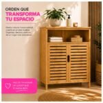 Mueble Gabinete Organizador en Bambú para Baño, Cocina Living con Estantes y Puertas - Imagen 11