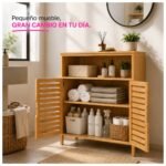Mueble Gabinete Organizador en Bambú para Baño, Cocina Living con Estantes y Puertas - Imagen 10