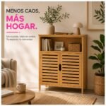 Mueble Gabinete Organizador en Bambú para Baño, Cocina Living con Estantes y Puertas - Imagen 8