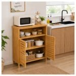Mueble Gabinete Organizador en Bambú para Baño, Cocina Living con Estantes y Puertas - Imagen 9
