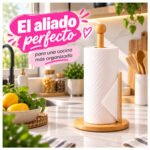 Porta Rollo de Cocina de Bambú con Base Redonda - Imagen 8