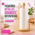 Porta Rollo de Cocina de Bambú con Base Redonda - Imagen 6