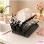 Escurreplatos Secaplatos Escurridor Plegable Negro Tijera