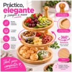 Bandeja Giratoria de Bambú 360° de 3 Niveles - Imagen 5