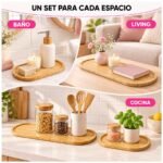 Set De 2 Bandejas Bambú Ovaladas Para Organizar Y Decoración - Imagen 8