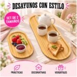 Set De 2 Bandejas Bambú Ovaladas Para Organizar Y Decoración - Imagen 7