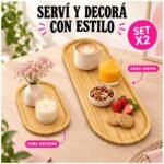 Set De 2 Bandejas Bambú Ovaladas Para Organizar Y Decoración - Imagen 5