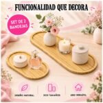 Set De 2 Bandejas Bambú Ovaladas Para Organizar Y Decoración - Imagen 6