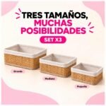 Canastos Organizadores Bambú Bamboo Armables Set de 3 Hogar - Imagen 7