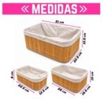 Canastos Organizadores Bambú Bamboo Armables Set de 3 Hogar - Imagen 2