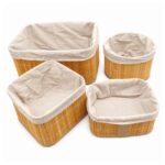 Kit De 4 Canastos Organizadores Bambú Bamboo Plegables Hogar - Imagen 4