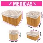 Kit De 4 Canastos Organizadores Bambú Bamboo Plegables Hogar - Imagen 2