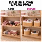 Kit De 4 Canastos Organizadores Bambú Bamboo Plegables Hogar - Imagen 6