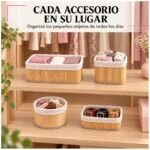 Kit De 4 Canastos Organizadores Bambú Bamboo Plegables Hogar - Imagen 7