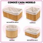 Kit De 4 Canastos Organizadores Bambú Bamboo Plegables Hogar - Imagen 8