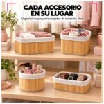 Kit De 4 Canastos Organizadores Bambú Bamboo Plegables Hogar - Imagen 9