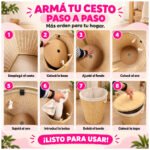 Canasto De Bambú Bamboo Organizador Para Ropa Sucia Con Tapa Plegable - Imagen 8