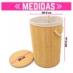 Canasto De Bambú Bamboo Organizador Para Ropa Sucia Con Tapa Plegable - Imagen 2