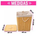 Canasto De Bambú Bamboo Organizador Para Ropa Sucia Con Tapa Plegable - Imagen 3