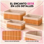 Canastos Organizadores Bambú Bamboo Armables Set de 3 Hogar - Imagen 8