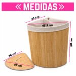 Canasto De Bambú Bamboo Organizador Para Ropa Sucia Con Tapa Plegable - Imagen 4