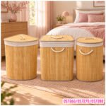 Canasto De Bambú Bamboo Organizador Para Ropa Sucia Con Tapa Plegable