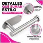 Soporte De Acero Para Rollo Papel Higiénico Adhesivo Baño - Imagen 8