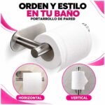 Soporte De Acero Para Rollo Papel Higiénico Adhesivo Baño - Imagen 4