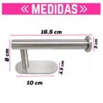 Soporte De Acero Para Rollo Papel Higiénico Adhesivo Baño - Imagen 2