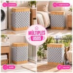 Cesto Organizador para Ropa Plegable con Tapa de Bambú y Tela Rectangular - Imagen 5
