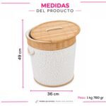 Cesto Organizador Redondo Plegable con Tapa de Bambú y Tela - Imagen 2