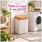 Cesto Organizador para Ropa Plegable con Tapa de Bambú y Tela Rectangular - Imagen 8
